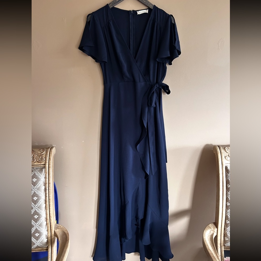 Elegant Navy Wrap Dress